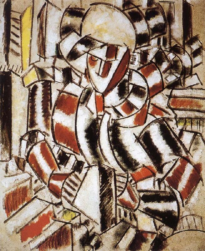 Fernard Leger The fem wearing in red and green color